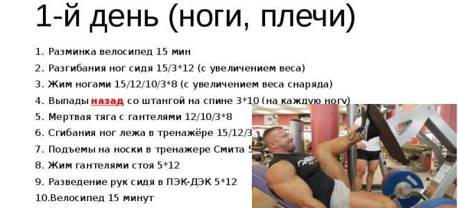 Тренировка ног на массу в тренажерном зале, программа тренировок
